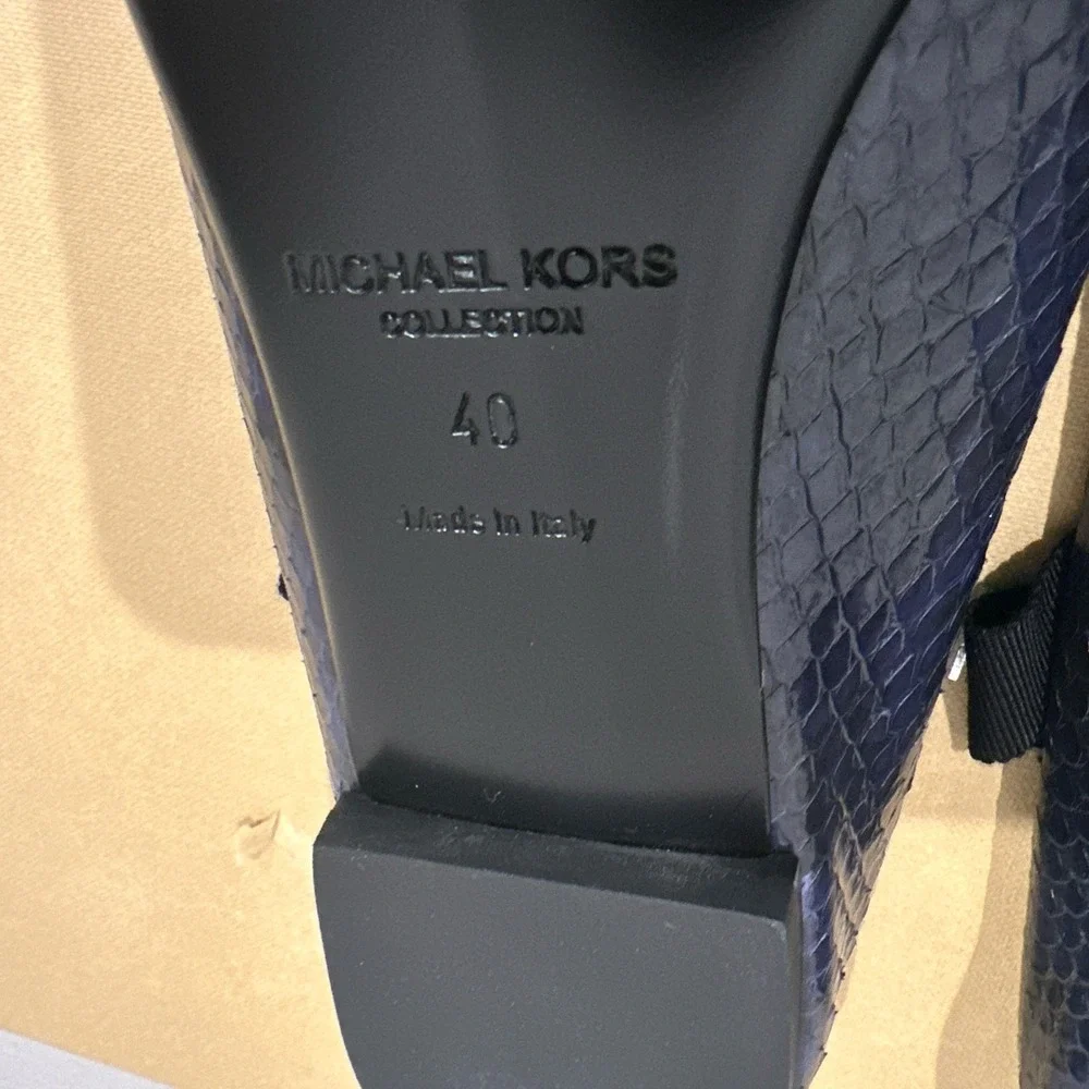 Michael Kors Collection Size IT 40/10 Maren Lace Ballet Flat Sapphire Snake Skin